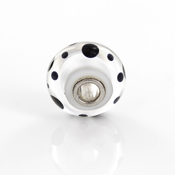 GeniuneTrollbeads Handmade Murano Glass Charm Black Spots 61400 RRP£30!!!