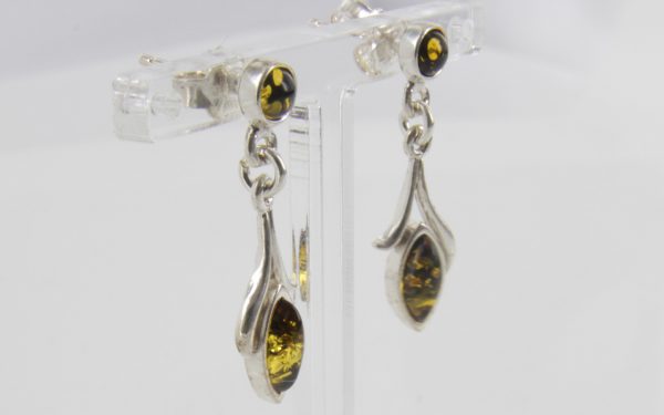 Italian Style German Green Baltic Amber Elegant 925 Silver Earrings E0071 RRP£35!!!