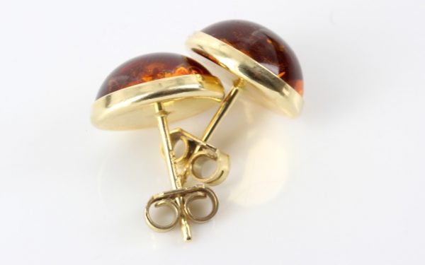 Italian Hand Made German Genuine Baltic Amber 18ct solid Gold Studs GS0993 RRP£575!!!