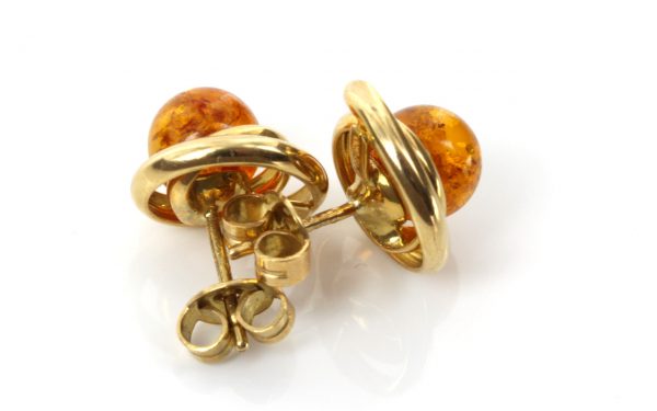 Italian Hand Made German Genuine Baltic Amber 18ct solid Gold Studs GS0996 RRP£520!!!