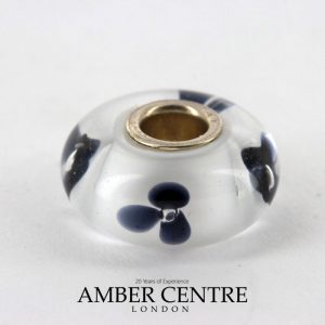 Genuine Trollbeads Handmade Murano Glass- Black Flower 64xxx-23 RRP£35!!!