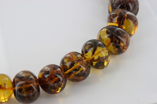 German Baltic Amber Natural Unique Bead Necklace with organic inclusions Handmade A301 RRP£3950!!!