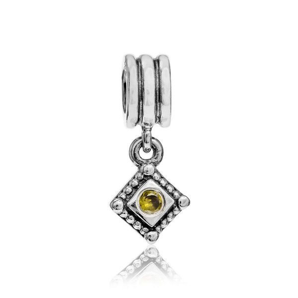 Genuine PANDORA Silver and Green Zirconia Square Dangle Charm 790254GCZ RRP£50!!