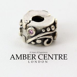 Pandora Genuine Charm 925 ALE Silver PINK ZIRCONIA SWIRL Clip-790380PCZ RRP£65!!!