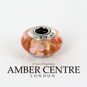 PANDORA Unique Genuine Pink Flowers Murano Glass 925 ALE Charm 790619 RRP£45!!!