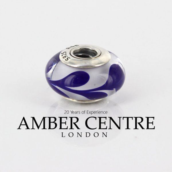 PANDORA Cobalt Blue Brush Strokes Murano Glass 925 ALE Charm 790675 RRP£45!!!!