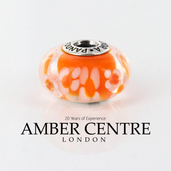 Pandora Large Orange Flowers Murano Glass 925 ALE Charm 790751 RRP£50!!!!