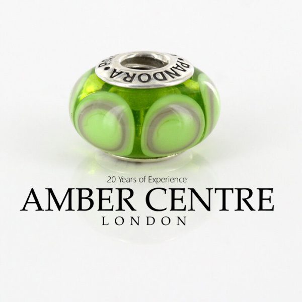 PANDORA Unique Green Circles Murano Glass Charm 925ALE 790913 RRP£45!!!!