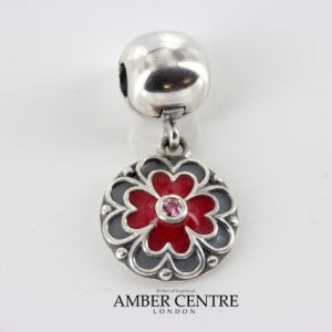 Pandora Genuine S925 ALE RED ENAMEL SALMON CZ FULL BLOOM CLIP 790957CZS RRP£70!!!