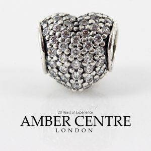 Pandora Genuine S925 ALE Silver Charm - PAVÉ HEART CHARM- 791052CZ RRP£55!!!