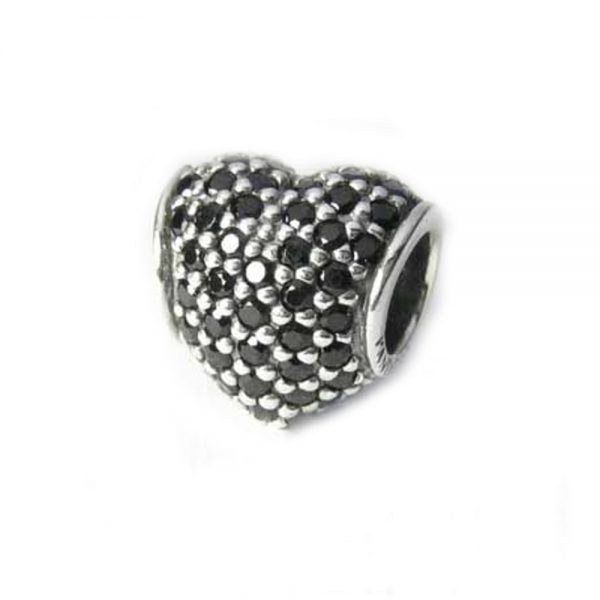 Pandora Silver S925 ALE Unique Charm - BLACK PAVÉ HEART CHARM - 791052NCK RRP£55!!!