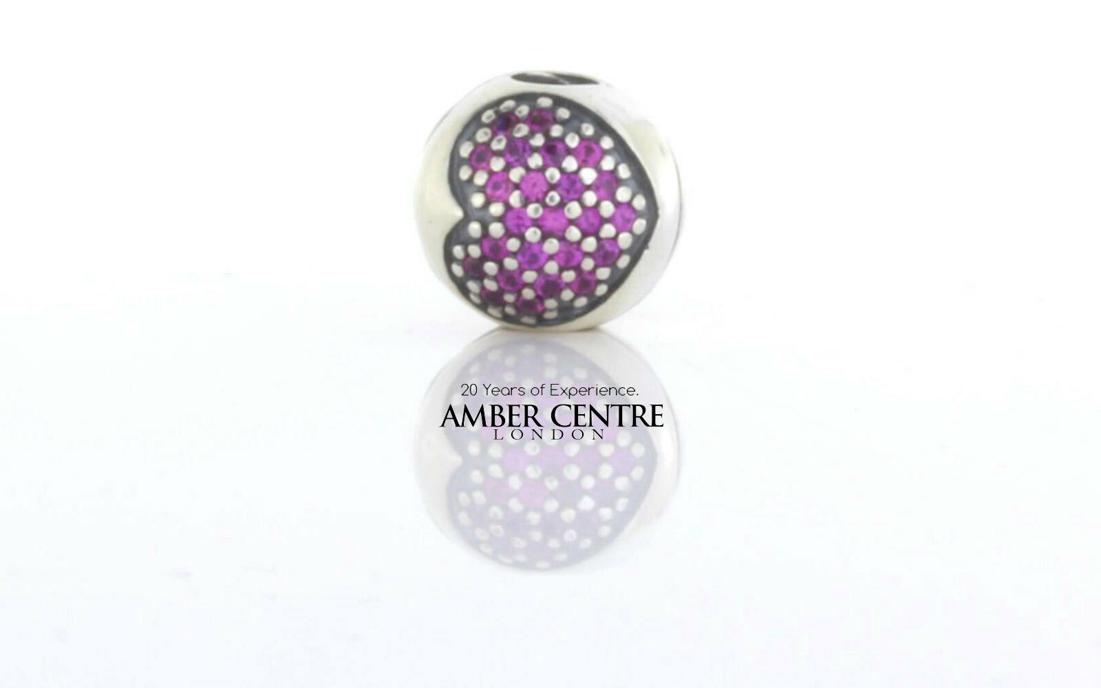 Pandora Genuine S925 ALE Silver Clip PINK PAVE HEART CLIP