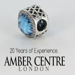 PANDORA Genuine S925 ALE- SKY BLUE RADIANT HEARTS CHARM -791725NBS RRP£90!!!