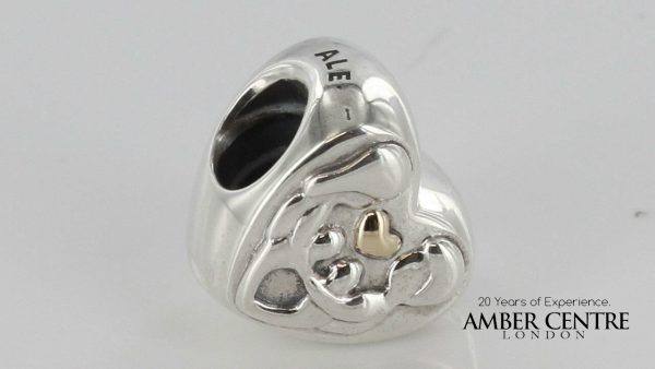 PANDORA Genuine -HEART OF THE FAMILY SILVER & GOLD CHARM -791771 RRP£75!!!