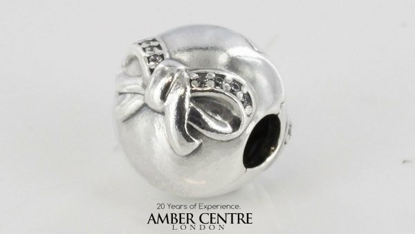 GENUINE PANDORA S925 ALE Unique DAINTY BOW SILVER CLIP Charm -791777CZ RRP£55!!!