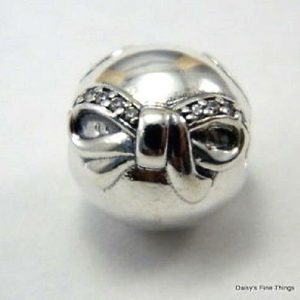 GENUINE PANDORA S925 ALE Unique DAINTY BOW SILVER CLIP Charm -791777CZ RRP£55!!!