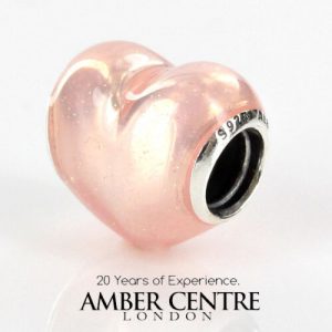 PANDORA Genuine S925 ALE PINK GLITTERING HEART Silver Charm-791886EN113 RRP£70!!!