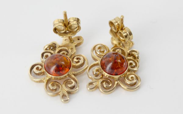 Italian Hand Made 18ct solid Gold Earrings German Baltic Amber GE0144 RRP£550!!!