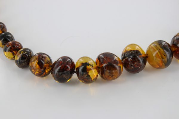 German Baltic Amber Natural Unique Bead Necklace with organic inclusions Handmade A301 RRP£3950!!!