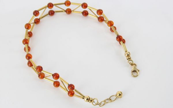 ITALIAN MADE UNIQUE GERMAN BALTIC AMBER BRACELET IN 18CT solid GOLD -GBR102 RRP£1450!!!