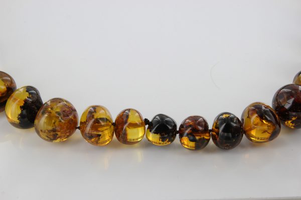 German Baltic Amber Natural Unique Bead Necklace with organic inclusions Handmade A301 RRP£3950!!!