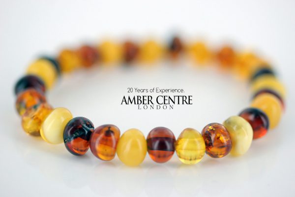 Genuine Natural Multicoloured Baltic Amber Teething Baby/Child Bracelet A00645 RRP£25!!!