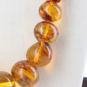 German Baltic Amber Handmade Bead Necklace with 9ct Gold Clasp A0064 RRP£1950!!!