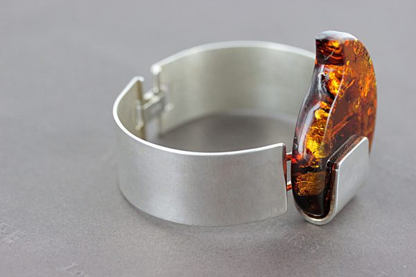 German Bangle Baltic Leaf Shape Amber Handmade Solid Sterling Silver 925 - BAN023 - RRP£595!!!