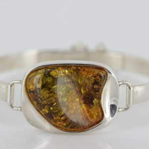German Green Baltic Amber Handmade Bangle Solid 925 Sterling Silver - BAN027 -RRP£225!!!