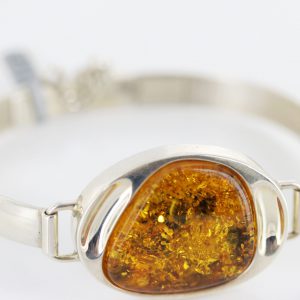 German Baltic Amber Green/Cognac Handmade Bangle Solid 925 Sterling Silver - BAN029 - RRP£275!!!