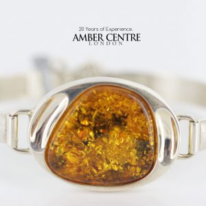 German Baltic Amber Green/Cognac Handmade Bangle Solid 925 Sterling Silver - BAN029 - RRP£275!!!