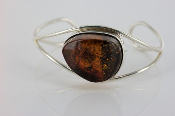 German Baltic Amber Handmade Bangle Solid 925 Sterling Silver - BAN045 - RRP£245!!!