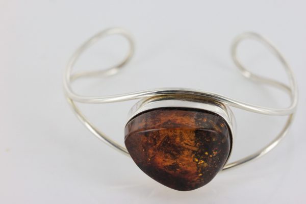 German Baltic Amber Handmade Bangle Solid 925 Sterling Silver - BAN045 - RRP£245!!!