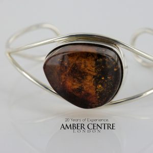 German Baltic Amber Handmade Bangle Solid 925 Sterling Silver - BAN045 - RRP£245!!!