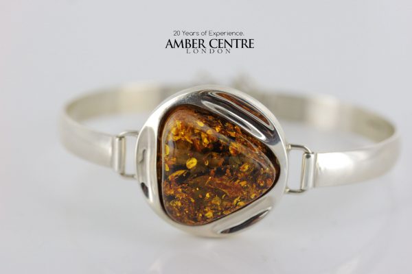 German Baltic Amber Handmade Bangle Solid 925 Sterling Silver - BAN046 - RRP£245!!!