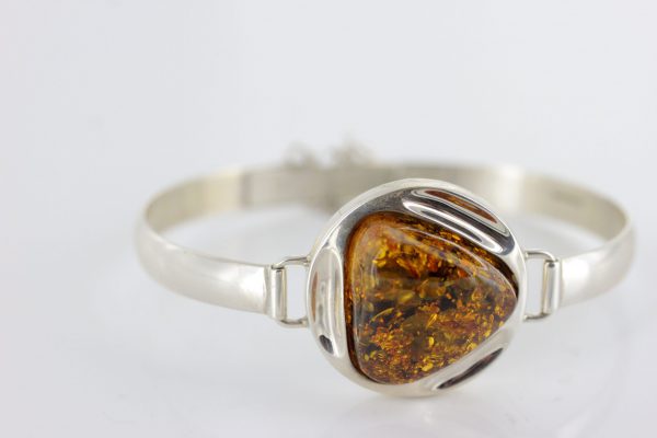 German Baltic Amber Handmade Bangle Solid 925 Sterling Silver - BAN046 - RRP£245!!!