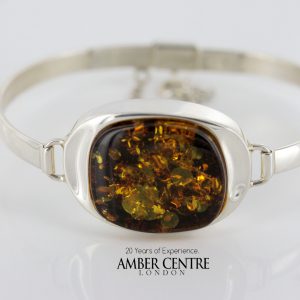 German Baltic Amber Handmade Bangle Solid 925 Sterling Silver - BAN048 - RRP£245!!!
