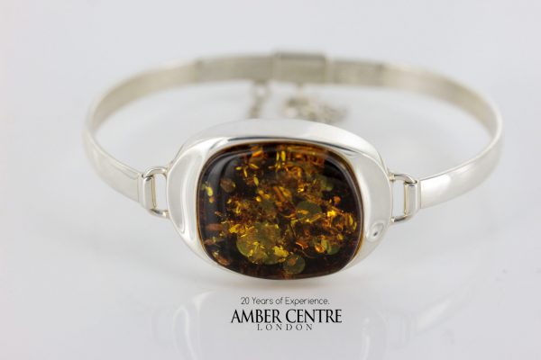 German Baltic Amber Handmade Bangle Solid 925 Sterling Silver - BAN048 - RRP£245!!!