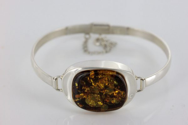 German Baltic Amber Handmade Bangle Solid 925 Sterling Silver - BAN048 - RRP£245!!!