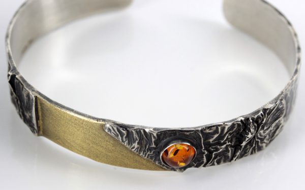 Handmade German Amber Clip Earrings and Bangle 925 Silver +14ct Gold Plated SET15 £495!!!
