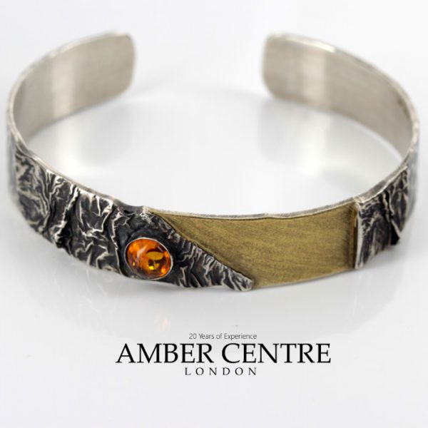 Handmade German Amber Clip Earrings and Bangle 925 Silver +14ct Gold Plated SET15 £495!!!