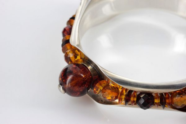 Italian Handcrafted Bangle 925 solid Sterling Silver with Assorted Baltic Amber BAN137 RRP£750!!!