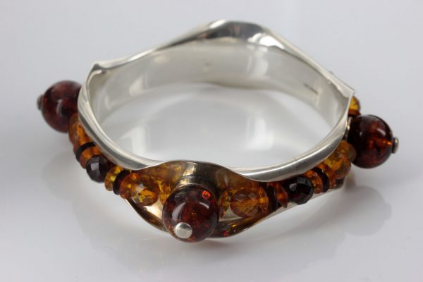 Italian Handcrafted Bangle 925 solid Sterling Silver with Assorted Baltic Amber BAN137 RRP£750!!!