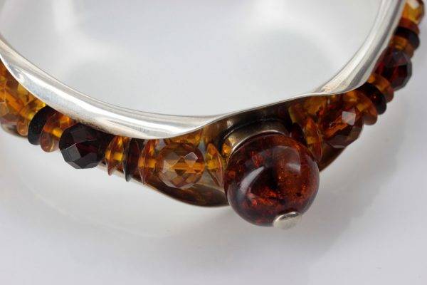 Italian Handcrafted Bangle 925 solid Sterling Silver with Assorted Baltic Amber BAN137 RRP£750!!!