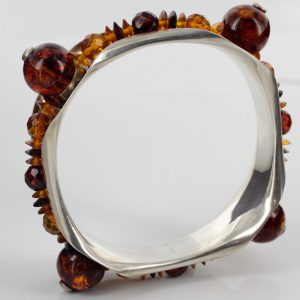 Italian Handcrafted Bangle 925 solid Sterling Silver with Assorted Baltic Amber BAN137 RRP£750!!!