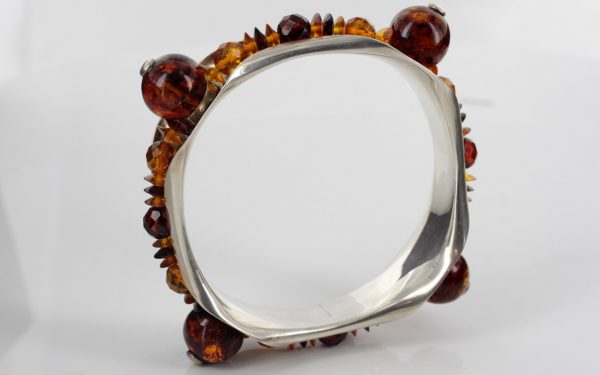 Italian Handcrafted Bangle 925 solid Sterling Silver with Assorted Baltic Amber BAN137 RRP£750!!!