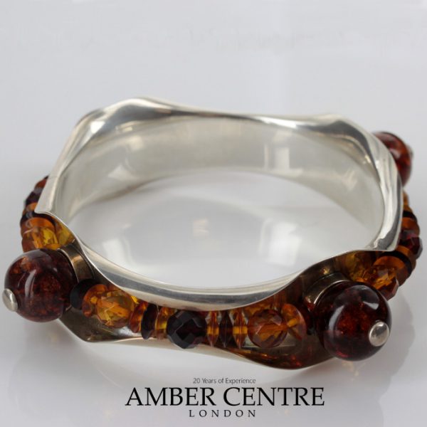 Italian Handcrafted Bangle 925 solid Sterling Silver with Assorted Baltic Amber BAN137 RRP£750!!!