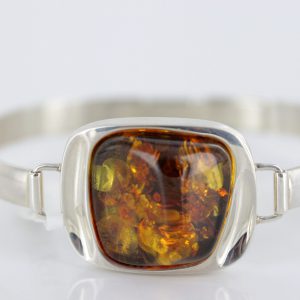 German Green Baltic Amber Handmade Bangle Solid 925 Silver - BAN028- RRP£275!!!