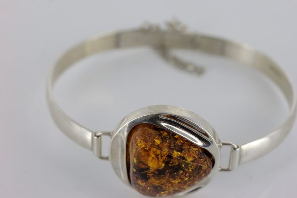 German Baltic Amber Handmade Bangle Solid 925 Sterling Silver - BAN046 - RRP£245!!!