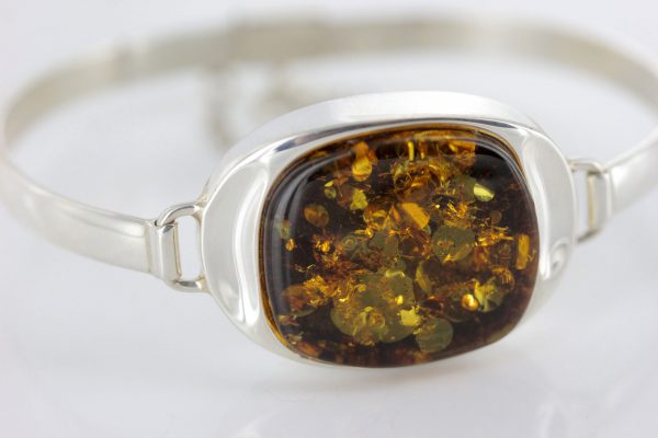 German Baltic Amber Handmade Bangle Solid 925 Sterling Silver - BAN048 - RRP£245!!!